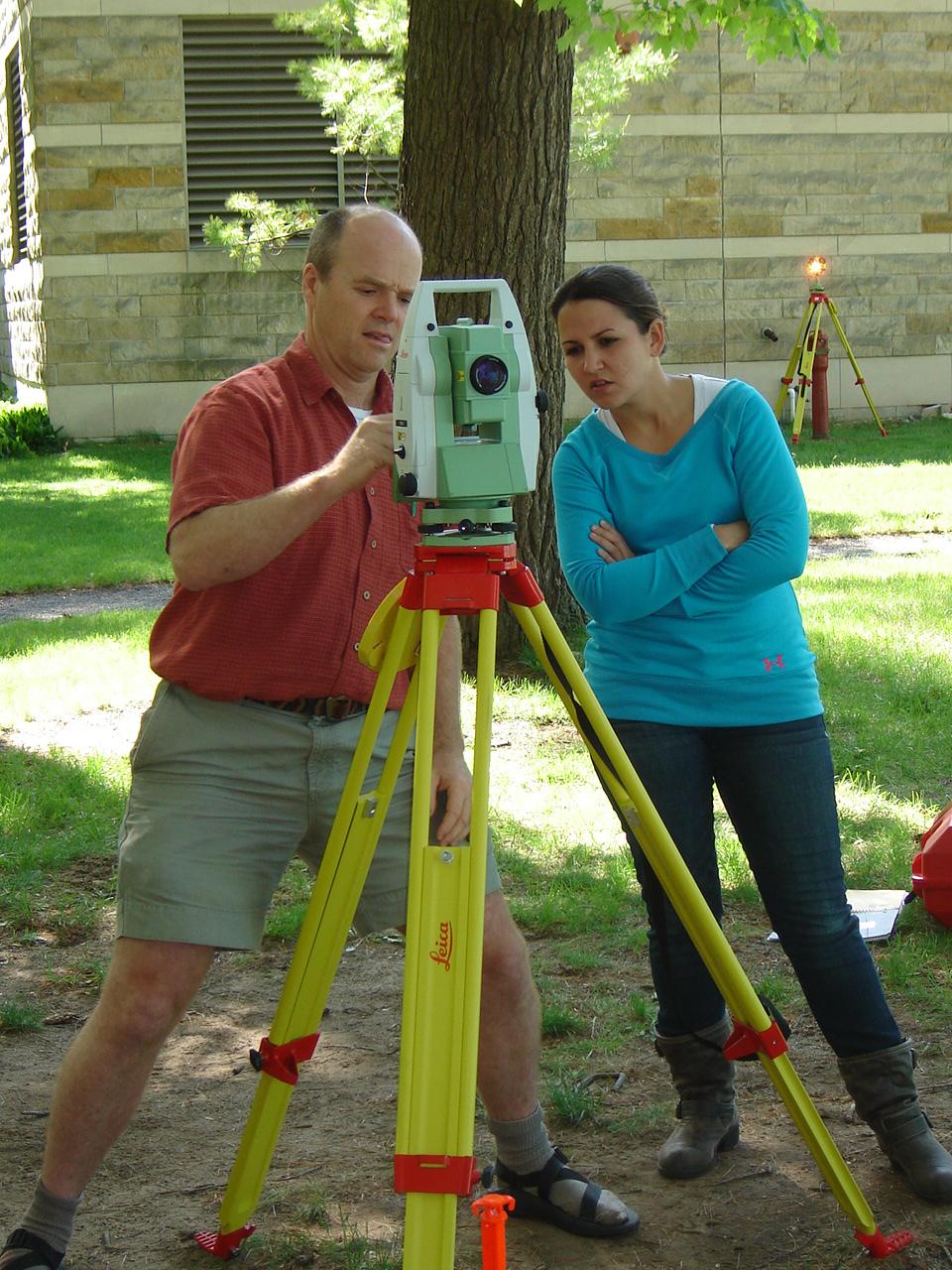 Using a Total Station and Prism during a NAS Part III course 